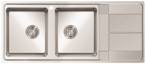 Ukinox Assos AS 1160.500.20 Kitchen Sink, 1160×500mm — Polished Stainless Steel - www.ultrabathroom.com