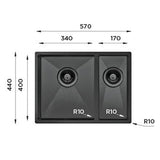 UKINOX – ColorX Series – TNL 340.70.30 – Titanium Finish Stainless Steel Kitchen Sink – Left and Right Option - www.ultrabathroom.com