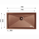 UKINOX – ColorX Series – TNL 745 – Titanium Finish Stainless Steel Kitchen Sink - www.ultrabathroom.com