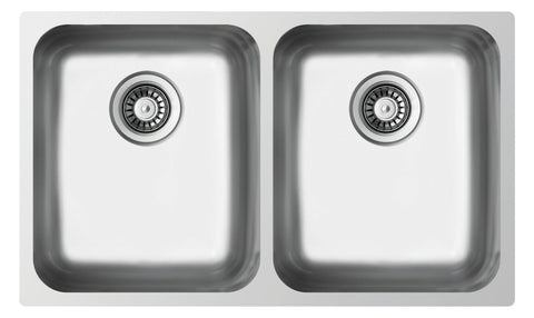 Ukinox D 340.50.50/R50 Undermount Double Bowl Kitchen Sink, 740×440mm — Polished Stainless Steel - www.ultrabathroom.com
