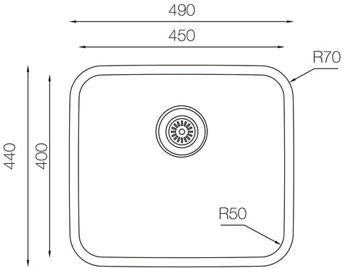 Ukinox D 450/R50 Undermount Kitchen Sink, 450×400mm — Polished Stainless Steel - www.ultrabathroom.com