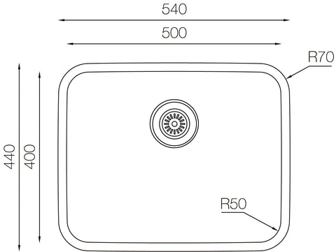 Ukinox D 500/R50 Undermount Kitchen Sink, 500×400mm — Polished Stainless Steel - www.ultrabathroom.com