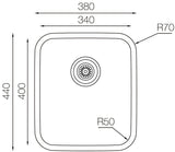 Ukinox D340/R50 Undermount Kitchen Sink, 340×400mm — Polished Stainless Steel - www.ultrabathroom.com