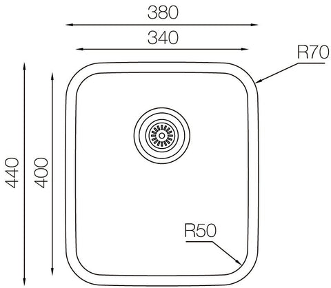 Ukinox D340/R50 Undermount Kitchen Sink, 340×400mm — Polished Stainless Steel - www.ultrabathroom.com