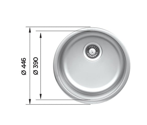 Ukinox ECHOS UN 446 Kitchen Sink, Ø446mm — Polished Stainless Steel - www.ultrabathroom.com