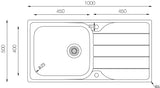 Ukinox LN 1000.500 Kitchen Sink, 1000×500mm — Polished Stainless Steel - www.ultrabathroom.com