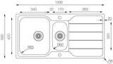 Ukinox LN 1000.500.15 Kitchen Sink, 1000×500mm — Polished Stainless Steel - www.ultrabathroom.com