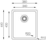 Ukinox Micro Series ME 340 Kitchen Sink, 380×440 mm — Polished Stainless Steel - www.ultrabathroom.com