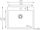 Ukinox Micro Series ME 600.500 Kitchen Sink, 600×500mm — Polished Stainless Steel - www.ultrabathroom.com