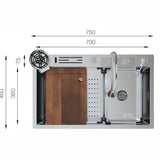 UKINOX – Niagara Series – NG 750 – Titanium Finish Stainless Steel Workstation Kitchen Sink - www.ultrabathroom.com