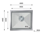 Ukinox Tenline TNL 450 Kitchen Sink, 450×440mm — Polished Stainless Steel - www.ultrabathroom.com