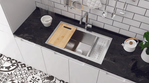 Ukinox Workstation WSC 810 Kitchen Sink, 810×470mm — Polished Stainless Steel - www.ultrabathroom.com