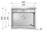 Ukinox Workstation WSD 580 Kitchen Sink, 580×482mm — Polished Stainless Steel - www.ultrabathroom.com