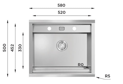 Ukinox Workstation WSD 580 Kitchen Sink, 580×482mm — Polished Stainless Steel - www.ultrabathroom.com
