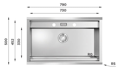 Ukinox Workstation WSD 790 Kitchen Sink, 790×482mm — Polished Stainless Steel - www.ultrabathroom.com