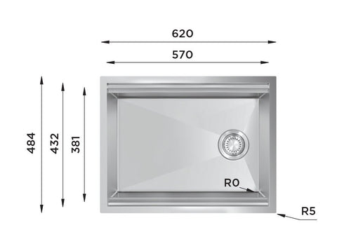 Ukinox Workstation WSS 620 Kitchen Sink, 620×470mm — Polished Stainless Steel - www.ultrabathroom.com