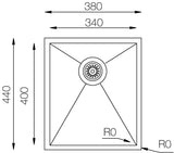 Ukinox Zeroline ZRL 340 Kitchen Sink, 340×440mm — Polished Stainless Steel - www.ultrabathroom.com