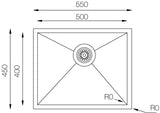 Ukinox Zeroline ZRL 500 Kitchen Sink, 500×440mm — Polished Stainless Steel - www.ultrabathroom.com