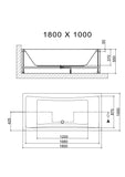 Square Double Ended Bath 1800 x 1000mm