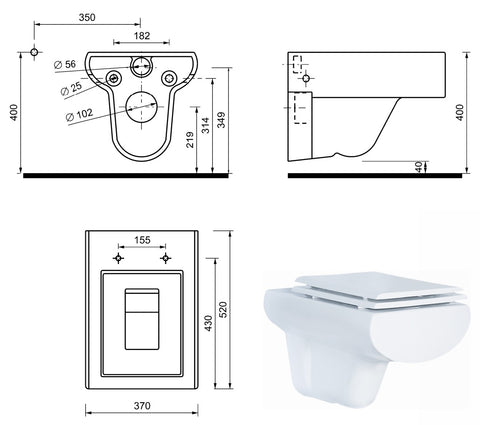 Esen Wall Hung Combined Bidet Toilet With Soft Close Seat