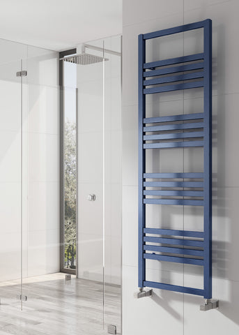 Reina Bolca Vertical Aluminium Designer Towel Rails in Satin Blue Finish