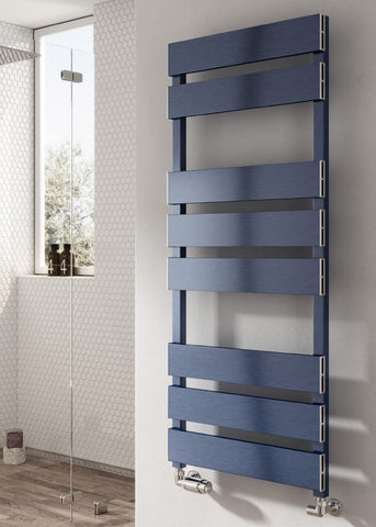 Reina Fermo Vertical Aluminium Designer Towel Rails in Satin Blue Finish