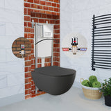 Franco Anthracite Wall Hung Combined Bidet Toilet With Soft Close Seat - www.ultrabathroom.com