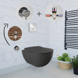 Franco Anthracite Wall Hung Combined Bidet Toilet With Soft Close Seat - www.ultrabathroom.com