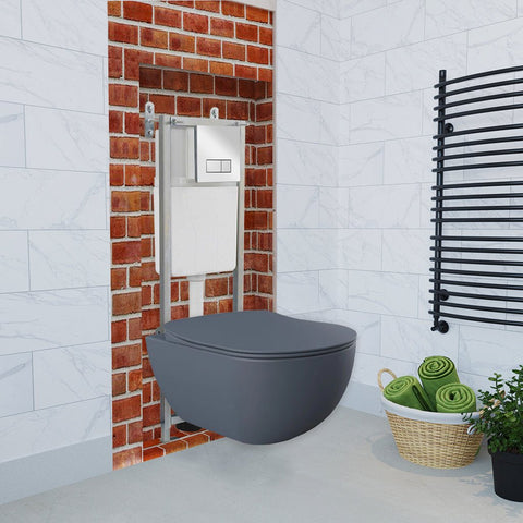 Franco Basalt Wall Hung Combined Bidet Toilet With Soft Close Seat - www.ultrabathroom.com