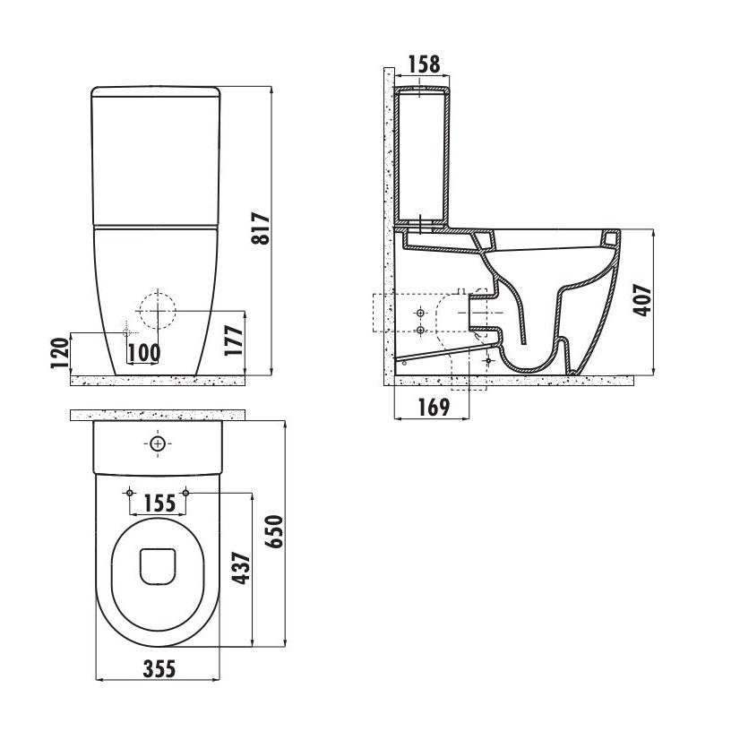 Franco Closed Couple Combined Bidet Toilet With Soft Close Seat - www.ultrabathroom.com