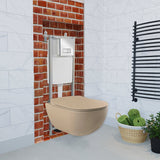 Franco Rimless Cappuccino Wall Hung Combined Bidet Toilet With Soft Close Seat - www.ultrabathroom.com