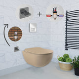Franco Rimless Cappuccino Wall Hung Combined Bidet Toilet With Soft Close Seat - www.ultrabathroom.com