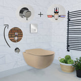 Franco Rimless Cappuccino Wall Hung Combined Bidet Toilet With Soft Close Seat - www.ultrabathroom.com