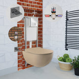 Franco Rimless Cappuccino Wall Hung Combined Bidet Toilet With Soft Close Seat - www.ultrabathroom.com
