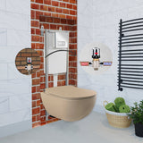 Franco Rimless Cappuccino Wall Hung Combined Bidet Toilet With Soft Close Seat - www.ultrabathroom.com