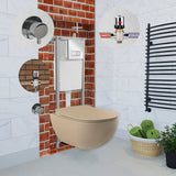 Franco Rimless Cappuccino Wall Hung Combined Bidet Toilet With Soft Close Seat - www.ultrabathroom.com