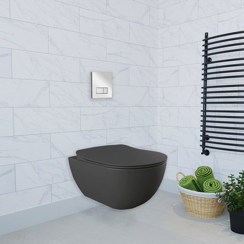 Franco Anthracite Wall Hung Combined Bidet Toilet With Soft Close Seat