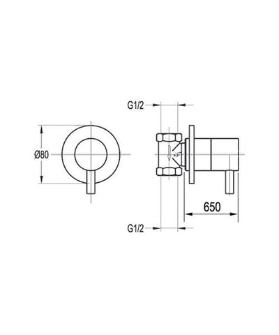 GROHIT Concealed Round Tap, Shut Off Valve, On/Off Tap, 15mm - www.ultrabathroom.com