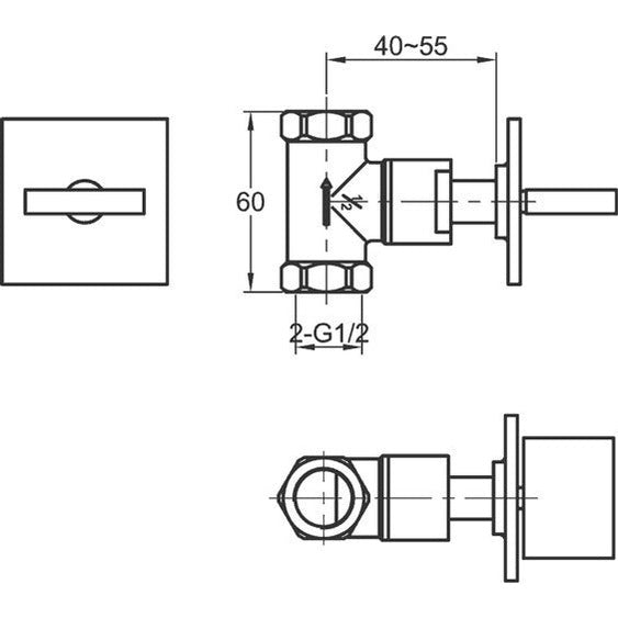 GROHIT Concealed Square Tap, Shut Off Valve, On/Off Tap, 15mm - www ...