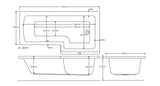 L - Shaped Shower Bath 1700 mm - Right Handed - www.ultrabathroom.com