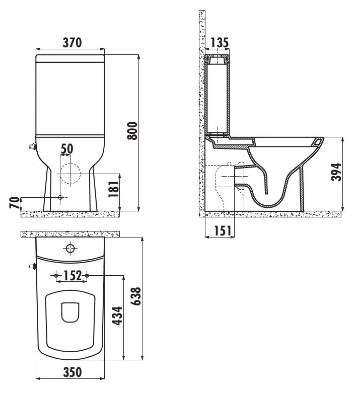Laura Integrated Closed Couple Bidet Toilet With Soft Close Seat - www.ultrabathroom.com