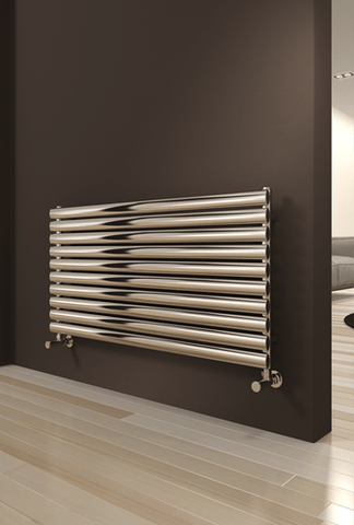 Reina Artena Horizontal Single Panel Satin/Polished Finish Stainless Steel Designer Radiator - www.ultrabathroom.com
