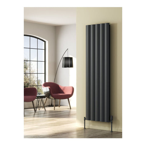 Reina Belva Vertical Single Panel White / Anthracite Finish Aluminium Designer Radiator - www.ultrabathroom.com