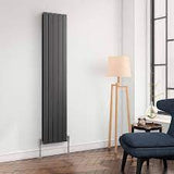 Reina Flat Vertical Double Panel Anthracite Finish Designer Radiator - www.ultrabathroom.com
