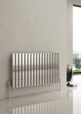 Reina Flox Horizontal Single Panel in Satin/Polished Finish Stainless Steel Designer Radiator - www.ultrabathroom.com