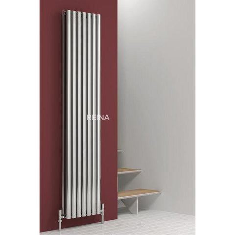 Reina Nerox Vertical Double Panel Polished Finish Stainless Steel Designer Radiator - www.ultrabathroom.com