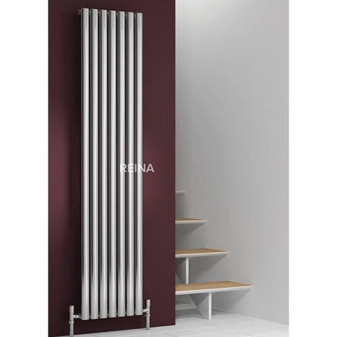 Reina Nerox Vertical Single Panel Polished Finish Stainless Steel Designer Radiators - www.ultrabathroom.com