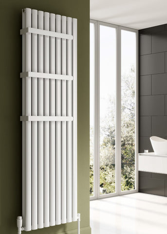 Reina Neval Vertical Double Aluminium Designer Radiator in White / Anthracite Finish - www.ultrabathroom.com