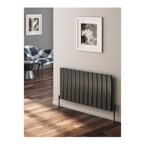 Reina Vicari Horizontal Single Panel White / Anthracite Finish Aluminium Radiator - www.ultrabathroom.com