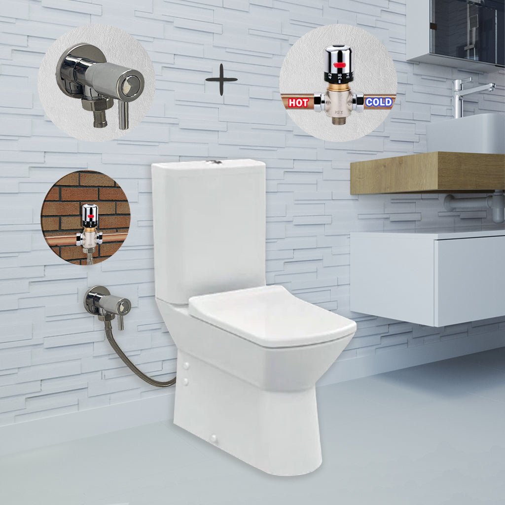 Rimova RIMLESS Closed Couple Combined Bidet Toilet With Soft Close Seat - www.ultrabathroom.com